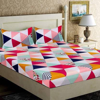 zabolon 199 TC Microfiber Double Geometric Flat Bedsheet