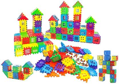 KHUSH 50 pcs Blocks House Multi Color Building Blocks with Smooth Rounded Edges