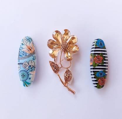 SHUBHCREATION SAREE PIN DESIGN, BROOCH PIN FOR WOMEN SAREE, FANCY SAREE PIN COMBO Brooch