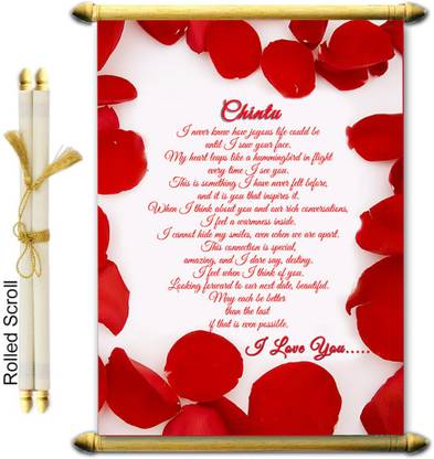Midas Craft I Love You Chintu Wooden Scrolled Love Letter Romantic Quotes 04 Greeting Card