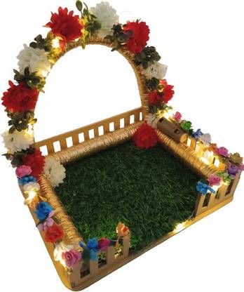 Kanha Krishna ji Garden style singhasan / Bal Gopal ji Aasan size S 0 to 2 Wooden All Purpose Chowki