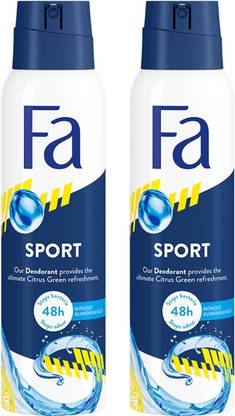 FA Sport Citrus Green Refreshment Deodorant Spray (Pack Of 2) - 200ml Deodorant Spray  -  For Men