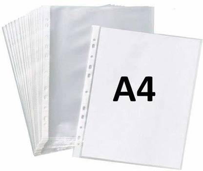 Greeshma Plastic 400 micron A4 Size Pack of 100 Sheets Sheet Protectors 11 Holes Punched