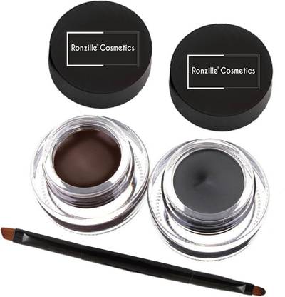 RONZILLE Gel Kajal & Cake Liner smudge proof and waterproof Black and Brown 6 g