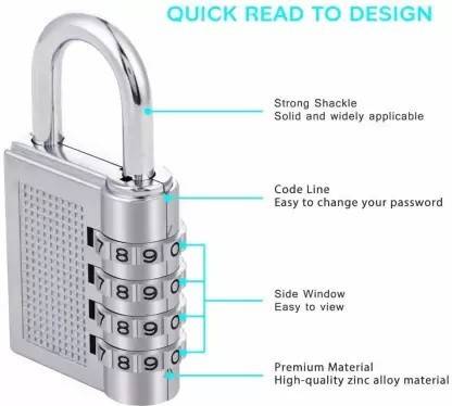 adorrobella Resettable Combination 4 Digit Number LOCK Combination Lock