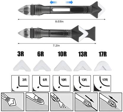 uptodatetools 3 in 1 Silicone Caulking Grouting Tool, Sealant Finishing Tool Grout Scraper Cast Iron Trowel