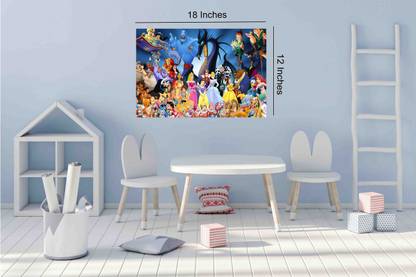 Famous Cartoons Poster|"Disney Cartoon Characters" Poster|Kids Cartoon Wall Poster For Kids Room, Study Room, Hostels|Pack Of 1 Paper Poster Paper Print