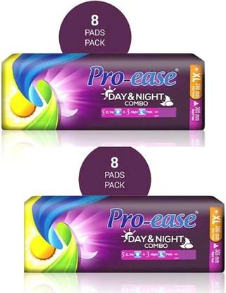 Pro-ease Day & night Combo XL 8 (5day + 3Night Pads ) Sanitary Pad (Pack of 2) Sanitary Pad