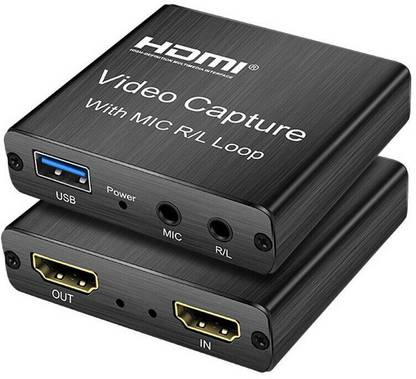 microware 4K HDMI Game Video Capture Card with USB 2.0 & Microphone HDMI Loop-Out Media Streaming Device