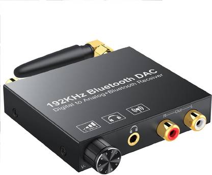 microware 192KHZ Digital To Analog Audio Converter Bluetooth Receiver with Volume Control Media Streaming Device