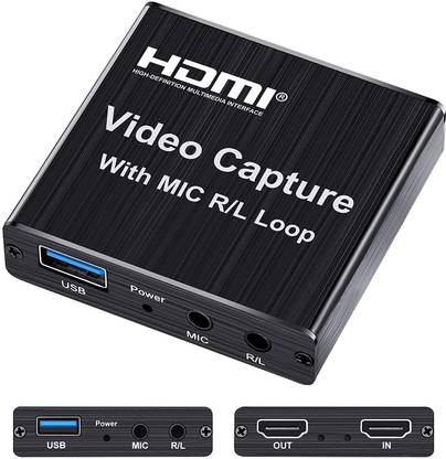 microware 4K HDMI Video Capture Card 1080p USB with MIC Live Streaming Video Recording Media Streaming Device