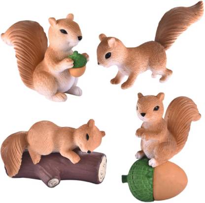 BHOOLU&GOOLU Cute Squirrel Family Animal Figurine - 4 Pcs Set ( Size : 3 - 5 cm) Decorative Showpiece  -  4.7 cm