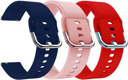 AOnes Pack of 3 Silicone Belt Watch Strap with Metal Buckle for Fire Boltt Ninja Bell Smart Watch Strap