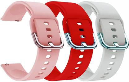 AOnes Pack of 3 Silicone 20mm Watch Strap with Metal Buckle for Fossil Q Gazer Smart Watch Strap