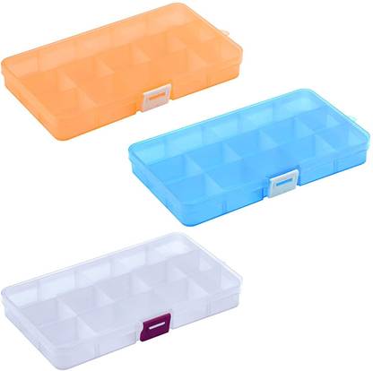 XAMILE Jewelry Organizer, Plastic Jewelry Box (15 grids - 3 Pack) Storage Box