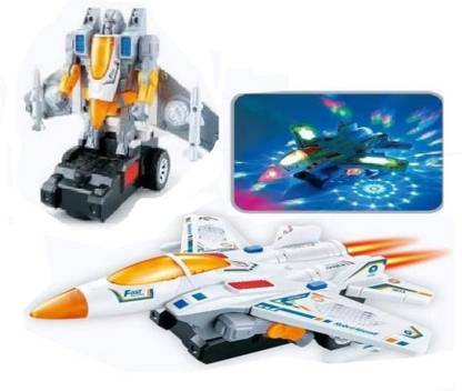 Akvanar Transforming Aircraft to Robot Toy with 3D Light & Sound 1 Pc