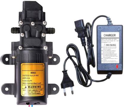 BALRAMA 4.0 LPM / 12v DC Battery Sprayer Motor Pump + Charger Adaptor 12 Volt DC 1.0 Amp COMBO for Backpack Knapsack Agriculture Battery Operated Power Sprayer, Garden Spare Part, Garden Sprinklers, Fish Tank, Car Washer, AC Service, Shower, Water Taps, Boats, Caravan Self Priming Electric Diaphragm 12v DC Diaphragm Water Pump