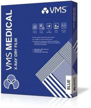 VMS HI-Speed X-Ray Dry PET Medical Film 8'' X 10'' Blue Sensitive pack of 100 sheets X-Ray Viewer