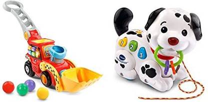 VTECH Pop-a-Balls Push and Pop Bulldozer,Red & Pull and Sing Puppy