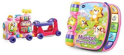 VTECH Sit-to-Stand Ultimate Alphabet Train, Pink & Musical Rhymes Book, Pink
