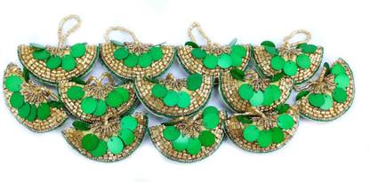 Indian Petals Half Round Latkan Buti For Art-Craft or Decor, 25Pcs, Dark Green