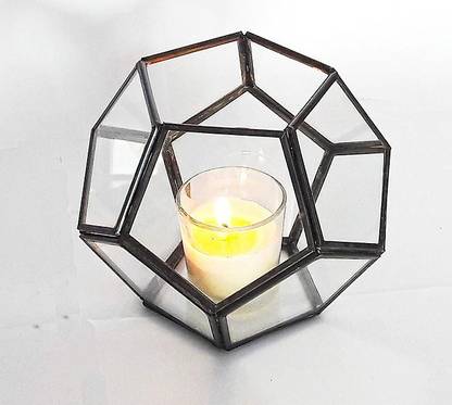 winecraft Hexagonal Shape Candle Holder Glass Candle Holder