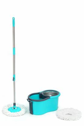 एलिनर Bucket Spin Mop Floor Cleaning and Mopping System2 Microfiber Refills,Aqua Green बाल्टी