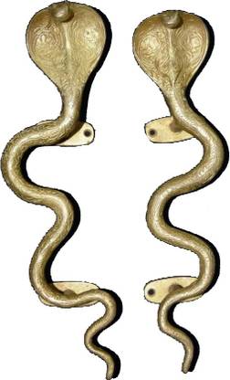 EthinicArt 11.5" Inches Cobra Snake Door Pull | Reptile Snake Maindoor Handle Brass Door Handle