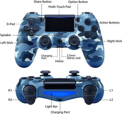 RS ENTERPRISES PS4 WIRELESS CONTROLLER DUAL VIBRATION GAMEPAD FOR PS4 AND PC  Motion Controller