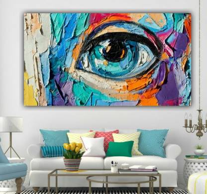 Innovision Beautiful abstract eye design canvas painting frame big size (with frame) Canvas 36 inch x 24 inch Painting