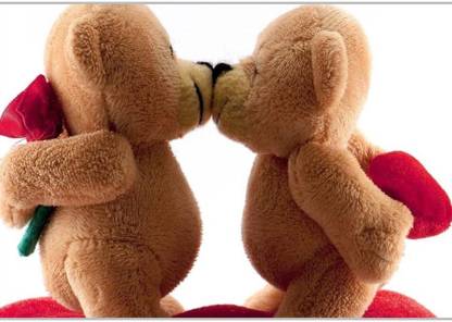 Teddy bear kissing ON HI QUALITY LARGE PRINT 36X24 INCHES Photographic Paper