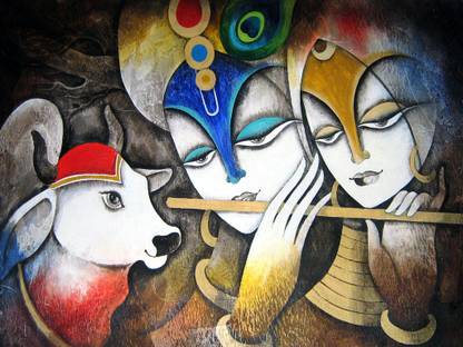 Lord Radhe Krishna HD Wallpaper on Art Paper Fine Art Print