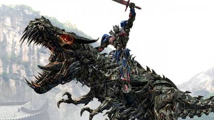 Poster Movie Transformers Age Of Extinction Transformers Optimus Prime Grimlock Dragon sla840 (Large Poster, 36x24 Inches, Plastic Paper, Multicolor) Fine Art Print