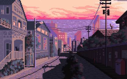 Late Afternoon Pixel Art Matte Finish Poster Paper Print