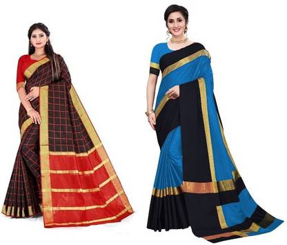 Checkered Fashion Cotton Silk Saree