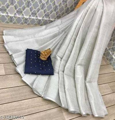 Plain Fashion Tussar Silk Saree