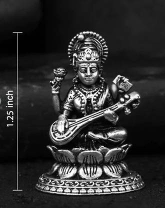 Deepa Saraswati Silver Idol Hollow Decorative Showpiece  -  4.5 cm
