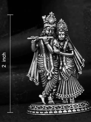 Deepa Radha Krishna Silver Idol Hollow Decorative Showpiece  -  4.5 cm