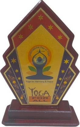 trophywala Yoga Day Wooden Trophy 7 Inch Pack of 3 Trophy