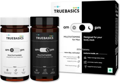 TRUEBASICS am:pm Multivitamin for Men, Day & Night Formula, 60 Tablets