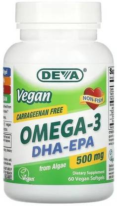 Deva Vegan Omega-3 DHA-EPA, 500 mg, 60 Vegan Softgels