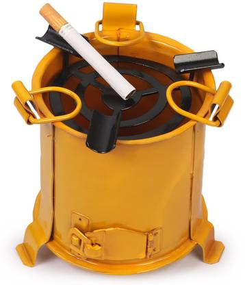 APEROL DESIGN Angeethi BBQ Style Metal Ashtray Yellow Iron Ashtray