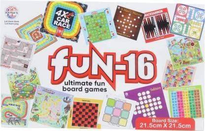AKKI FUN-16 BOARD GAME - 16 BOARD GAMES IN A BOX Party & Fun Board Game