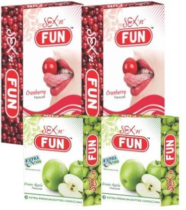 Sex 'n' Fun Cranberry Flavour+ Green Apple Flavour Combo Pack Condom