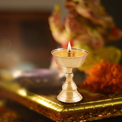 Shubhkart Nitya Akhand Narayan Brass Table Diya