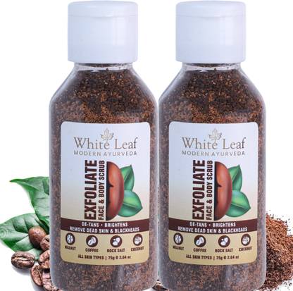 White Leaf Exfoliate Scrub For Face & Body Dirt Removal From Neck, Knees, Elbows Scrub