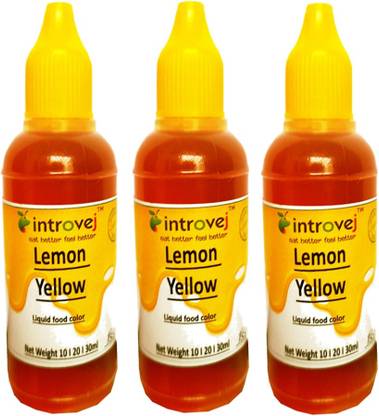 INTROVEJ Liquid Food Colour Lemon Yellow 20ml Pack of 3 Yellow