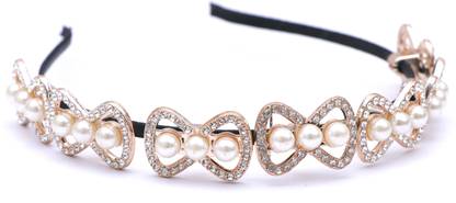 navjai Rhinestones White Faux Pearl Hairbands HairHoop Wedding Headband 1Pcs Hair Band