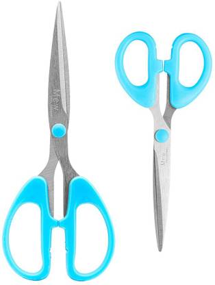 MAKE YOUR STYLE Sky Blue Scissors Set Of 2 Kenchi For All Purpose Big medium Size Steel All-Purpose Scissor