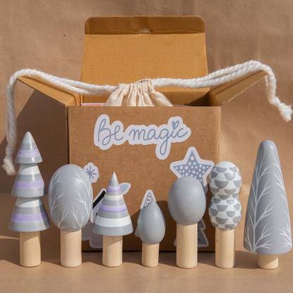 Playbox Arctic Tree Toy Set Wooden Forest Various Sizes Pretend Play Natural Trees